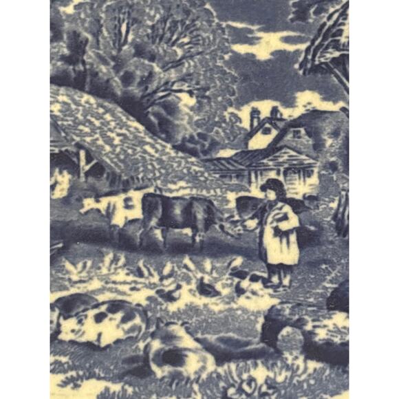 Farm England Blue Transferware 10” French Country Farmhouse CHIP ON BACK - Picture 4 of 9